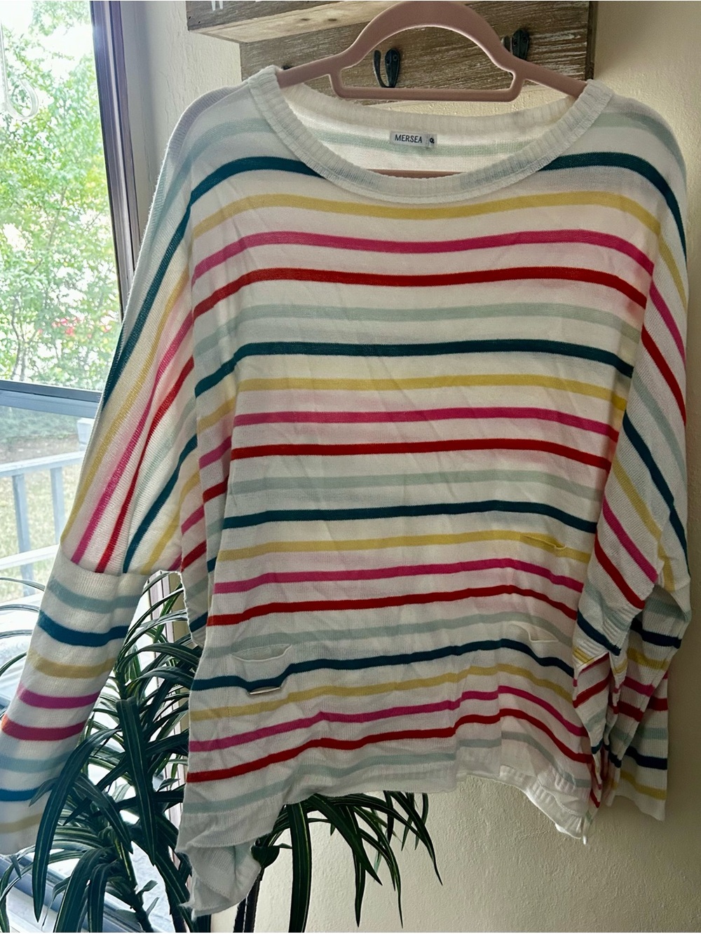 Mersea Women's White Multicolor Striped Lightweight Top